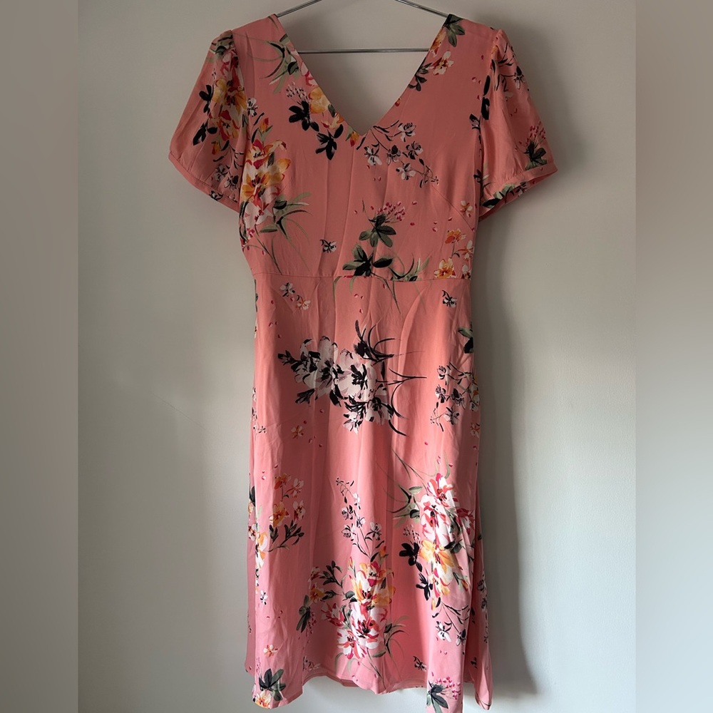 LOFT Pink Floral Midi Dress - NWT